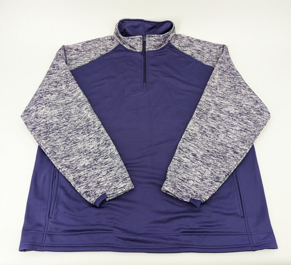 Badger Sports Mens Purple & White Quarter Zip Sweater Size 2XL